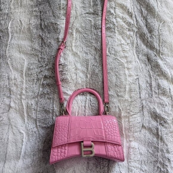 BALENCIAGA HOURGLASS XS HANDBAG CROCODILE EMBOSSED (PINK) - Brand New! <3 - Picture 6 of 9